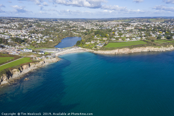 Aerial Photograph of Swanpool, Falmouth, Cornwall, Picture Board by Tim Woolcock