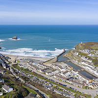 Buy canvas prints of Aerial Photograph of Portreath, Cornwall, England by Tim Woolcock