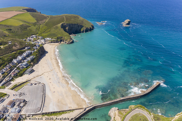 Aerial Photograph of Portreath Beach, Cornwall, En Picture Board by Tim Woolcock