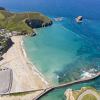 Buy canvas prints of Aerial Photograph of Portreath Beach, Cornwall, En by Tim Woolcock