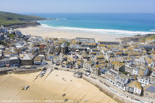 Aerial Photograph of St Ives, Cornwall, England Picture Board by Tim Woolcock