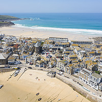 Buy canvas prints of Aerial Photograph of St Ives, Cornwall, England by Tim Woolcock