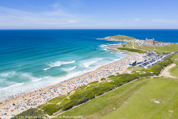 Aerial photograph of Fistral Beach, Newquay, Cornwall, England Picture Board by Tim Woolcock
