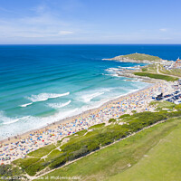 Buy canvas prints of Aerial photograph of Fistral Beach, Newquay, Cornwall, England by Tim Woolcock