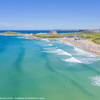 Buy canvas prints of Aerial photograph of Fistral Beach, Newquay, Cornwall, England by Tim Woolcock