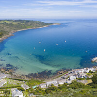 Buy canvas prints of Aerial photograph of Coverack, Lizard, Helston, Cornwall, England  by Tim Woolcock