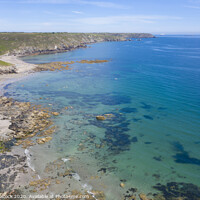 Buy canvas prints of Aerial photograph of Kennack Sands, nr Lizard, Cornwall, England by Tim Woolcock