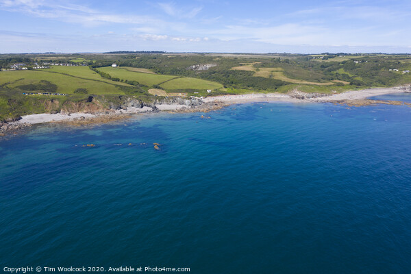 Aerial photograph of Kennack Sands, nr Lizard, Cornwall, England Picture Board by Tim Woolcock