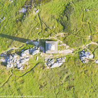 Buy canvas prints of Aerial photograph of Carn Brea Monument, Redruth, Cornwall by Tim Woolcock