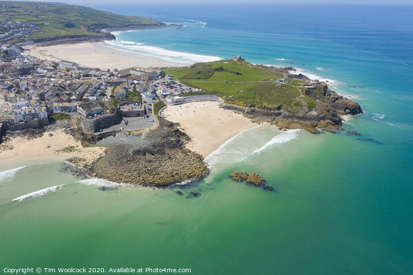 Aerial photograph of St Ives, Cornwall, England Picture Board by Tim Woolcock