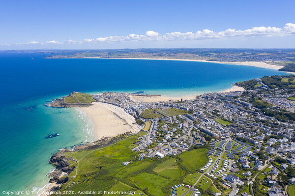 Aerial photograph of St Ives, Cornwall, England Picture Board by Tim Woolcock