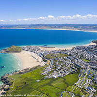 Buy canvas prints of Aerial photograph of St Ives, Cornwall, England by Tim Woolcock