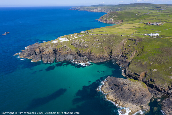 Aerial photograph of Pendeen lighthouse, Cornwall, England Picture Board by Tim Woolcock