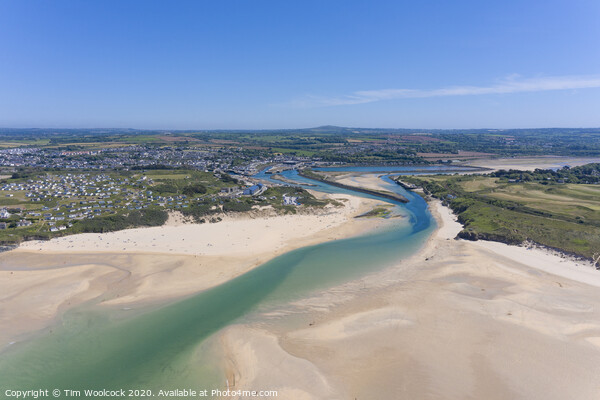 Aerial photograph of Hayle Beach towards Hayle, Cornwall, England Picture Board by Tim Woolcock
