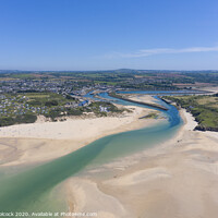 Buy canvas prints of Aerial photograph of Hayle Beach towards Hayle, Cornwall, England by Tim Woolcock