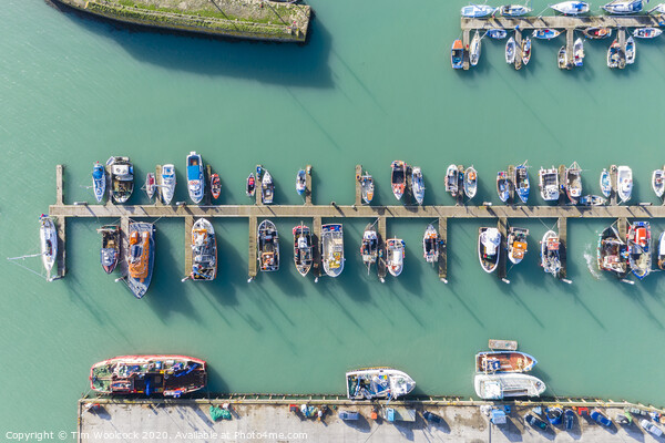 Aerial photograph of Newlyn harbour, Penzance, Cornwall, England Picture Board by Tim Woolcock