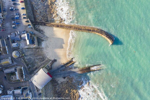 Aerial photograph of Sennen Cove, Penzance, Cornwall, England Picture Board by Tim Woolcock