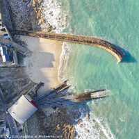 Buy canvas prints of Aerial photograph of Sennen Cove, Penzance, Cornwall, England by Tim Woolcock