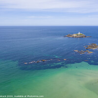 Buy canvas prints of Aerial photography of Godrevy lighthouse  by Tim Woolcock