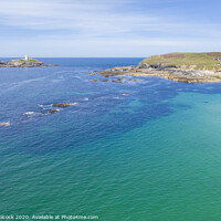 Buy canvas prints of Aerial photography of Godrevy beach and lighthouse  by Tim Woolcock
