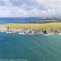Buy canvas prints of Aerial photograph of Holywell Beach nr Newquay, Cornwall, England. by Tim Woolcock