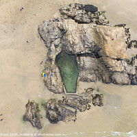 Buy canvas prints of Aerial photograph of the swimming pool on Perranporth Beach nr Newquay, Cornwall, England. by Tim Woolcock