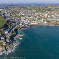 Buy canvas prints of  Portscatho from the air by Tim Woolcock