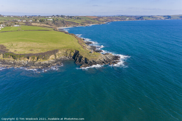 Rocky headland near Portscatho, Cornwall Picture Board by Tim Woolcock