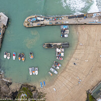 Buy canvas prints of Aerial photograph of Newquay harbour by Tim Woolcock