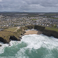 Buy canvas prints of Aerial photograph of Lusty Glaze Beach, Newquay, Cornwall by Tim Woolcock