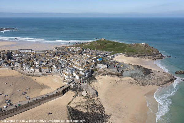 St Ives, Cornwall taken from the air Picture Board by Tim Woolcock