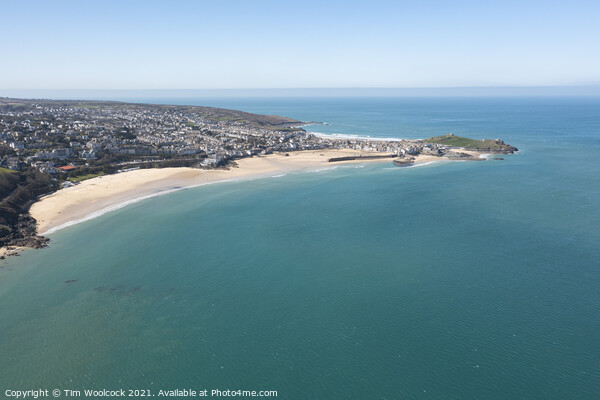 St Ives, Cornwall taken from the air Picture Board by Tim Woolcock