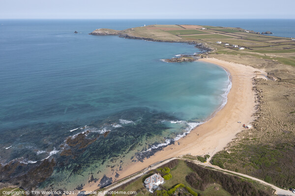 Aerial photograph of Constantine Bay near Newquay and Padstow, C Picture Board by Tim Woolcock