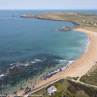 Buy canvas prints of Aerial photograph of Constantine Bay near Newquay and Padstow, C by Tim Woolcock