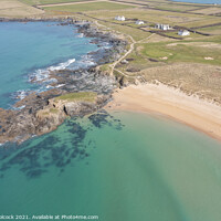 Buy canvas prints of Aerial photograph of Constantine Bay near Newquay and Padstow, C by Tim Woolcock