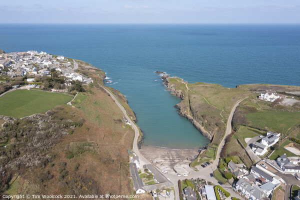 Aerial photograph of Port Gaverne, Cornwall, England. Picture Board by Tim Woolcock