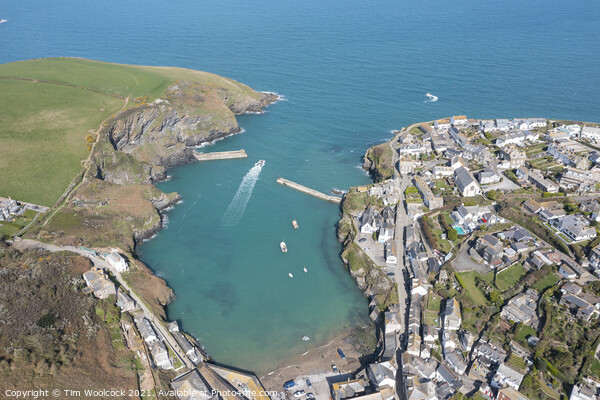 Aerial photograph of Port Isaac, Cornwall, England. Picture Board by Tim Woolcock