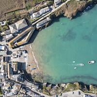 Buy canvas prints of Aerial photograph of Port Isaac, Cornwall, England. by Tim Woolcock
