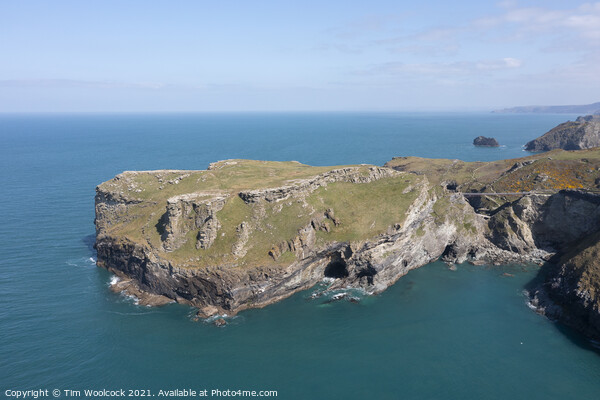 Aerial photograph of Tintagel, Cornwall, England. Picture Board by Tim Woolcock