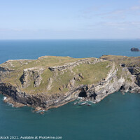Buy canvas prints of Aerial photograph of Tintagel, Cornwall, England. by Tim Woolcock