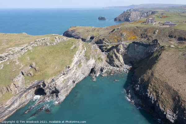 Aerial photograph of Tintagel, Cornwall, England. Picture Board by Tim Woolcock