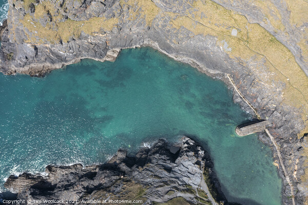 Aerial photograph of Boscastle, Cornwall, England. Picture Board by Tim Woolcock