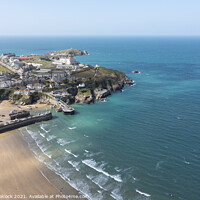 Buy canvas prints of Aerial photograph of Newquay, Cornwall, England. by Tim Woolcock
