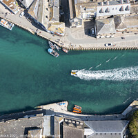 Buy canvas prints of Aerial photograph of Looe, Cornwall, England. by Tim Woolcock