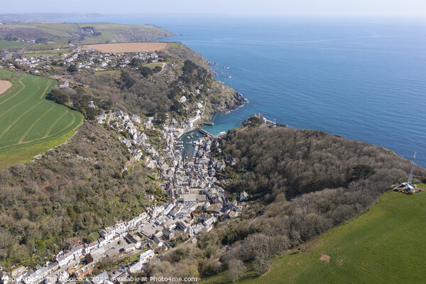 Aerial photograph of Polperro, Cornwall, England. Picture Board by Tim Woolcock