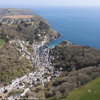 Buy canvas prints of Aerial photograph of Polperro, Cornwall, England. by Tim Woolcock