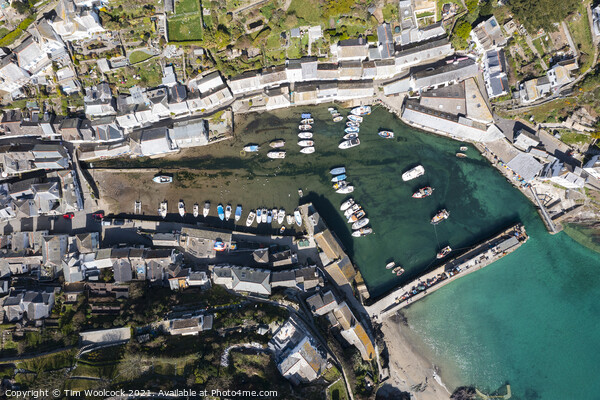 Aerial photograph of Polperro, Cornwall, England. Picture Board by Tim Woolcock