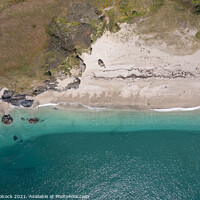 Buy canvas prints of Aerial photograph of Lantic Bay, Cornwall, England. by Tim Woolcock