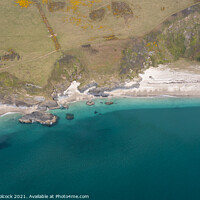 Buy canvas prints of Aerial photograph of Lantic Bay, Cornwall, England. by Tim Woolcock