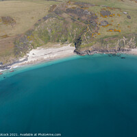 Buy canvas prints of Aerial photograph of Lantic Bay, Cornwall, England. by Tim Woolcock